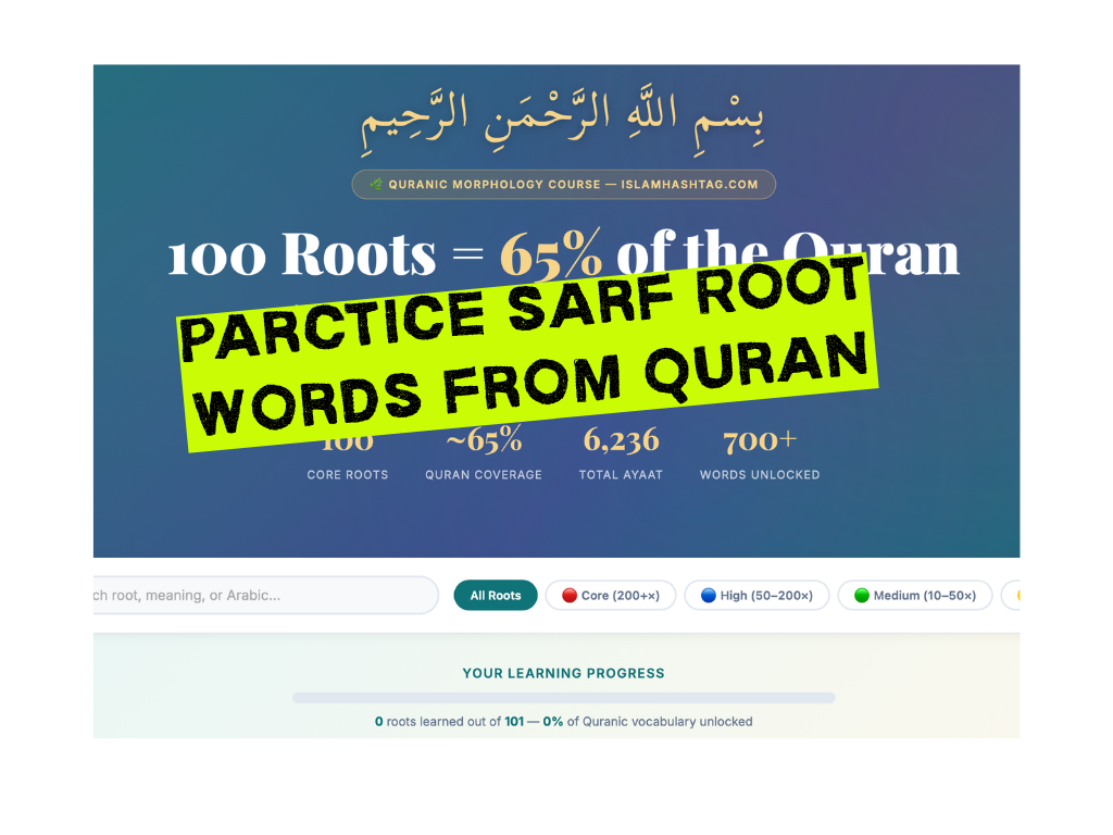 Learn 100 Quran Root Words- Sarf Practice